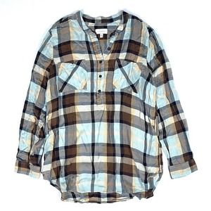 Lucky Brand Buffalo Plaid Popover Tunic shirt large